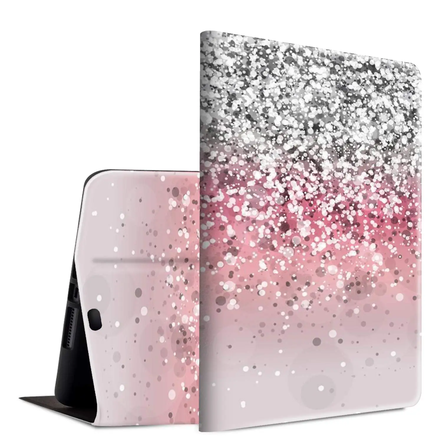 

For Apple iPad Pro 11 Case 2018,PU Leather Folio Cover Adjustable Stand Auto Wake/Sleep Smart Protect case-Pink & Black Gradient