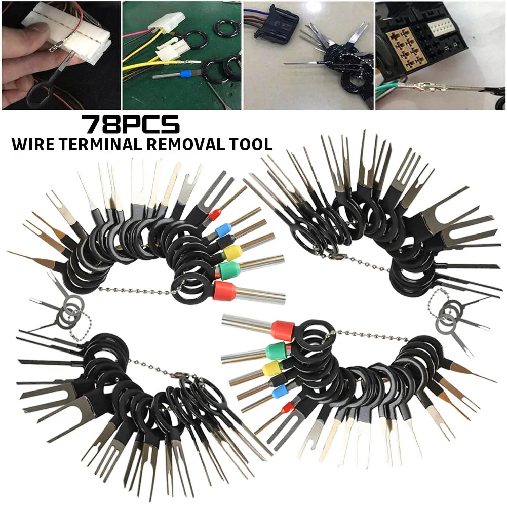 

78PCS Wire Terminal Removal Tool Car Electrical Wiring Crimp Connector Pin Kit Terminal Repair Tool Car Accessories Professional