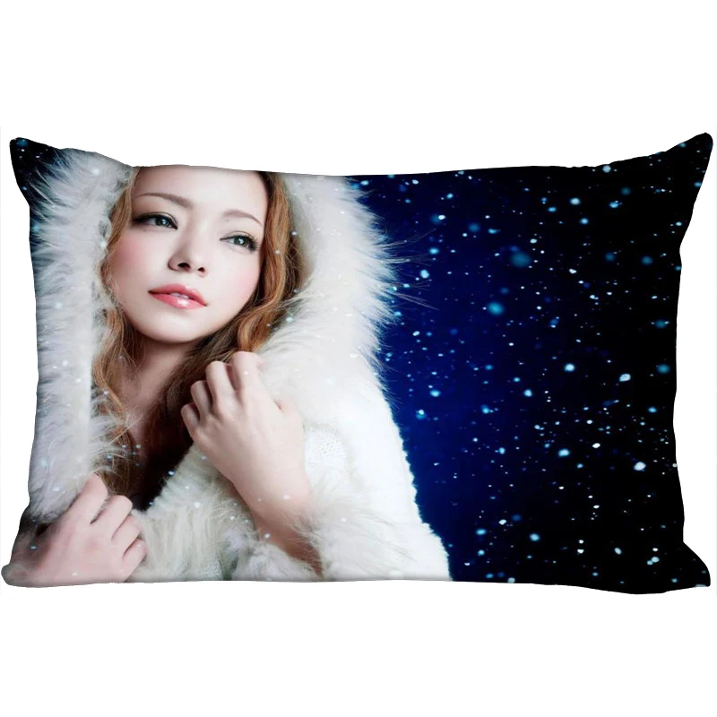 New Custom Namie Amuro Printing pillowcover Two sides Standard Satin Silk Soft Rectangle Pillowcases zipper More size