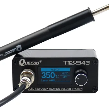 

2019 Quicko T12-943 MINI OLED Digital soldering station T12-P9 black plastic handle with Soldering iron tips welding tool