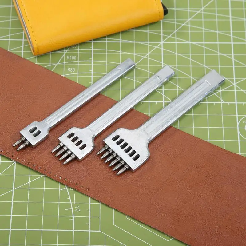 3 шт./компл. Craft Инструменты 4 мм кожи дыроколы ручной перфоратор кожаного изделия шаг шить сделай-сам строки кругового вырезать отверстие