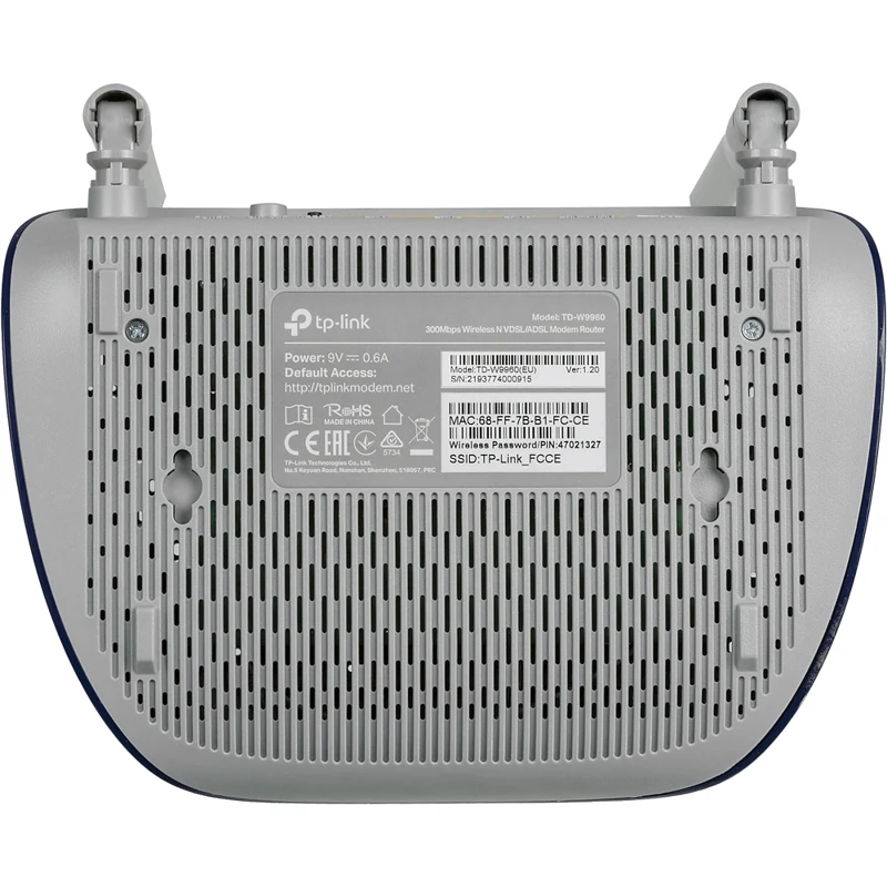 Роутер беспроводной TP-Link TD-W9960 N300 10/100BASE-TX/ADSL белый