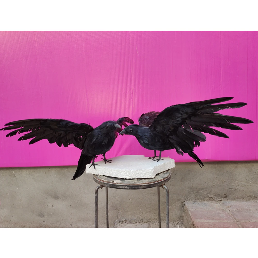 

1pcs Scary Realistic Feathered Crow Lifelike Raven With Black Eyes For Halloween Ghost Festival Prop Party Decorative Bird
