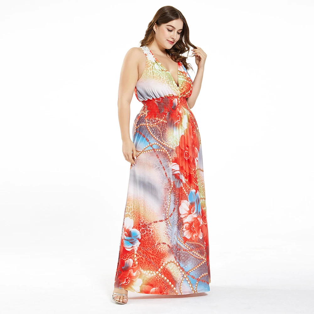 Vestidos De Verano 2020 размера плюс для женщин богемное пляжное длинное платье на бретелях