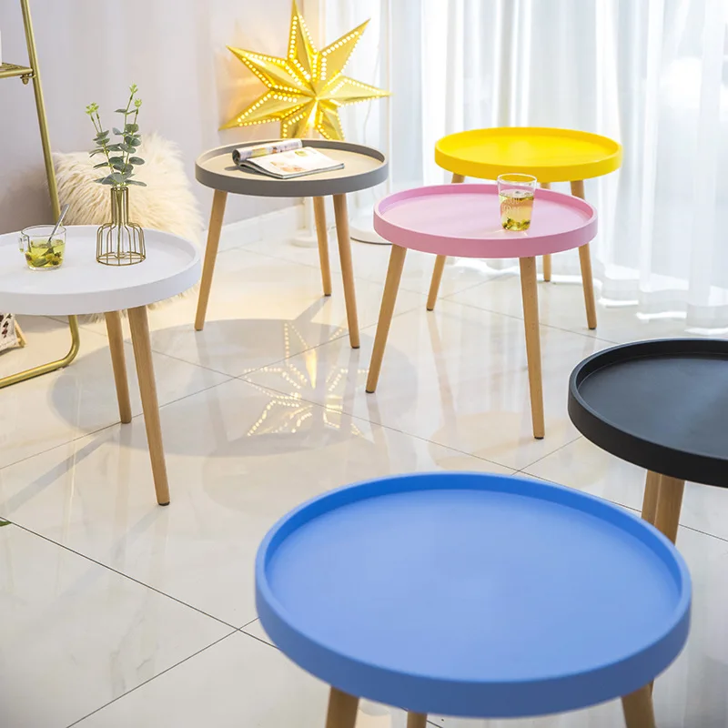 

Teapoy Table Northern European-Style Side Table Modern Minimalist Small Tea Table Small Apartment Solid Wood Legs Tea Sets Eatin