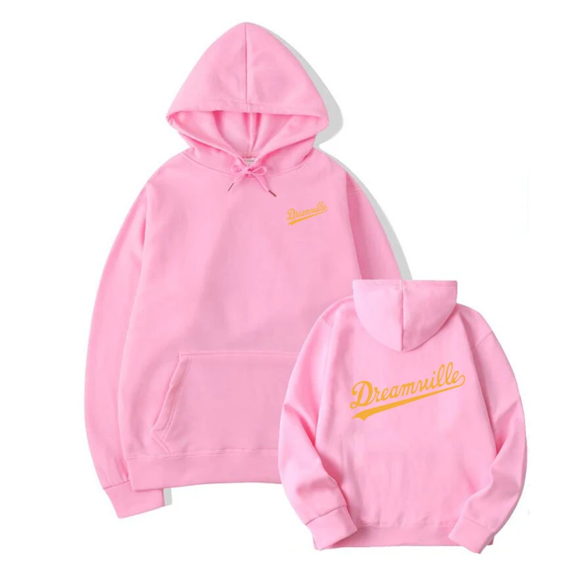 pink Толстовки с капюшоном Novos Homens хип-хоп DREAMVILLE J Cole Logotipo Com Capuz Carta Presa J Cole Com Capuz Inverno толстовки do Velo Dos - Цвет: pink