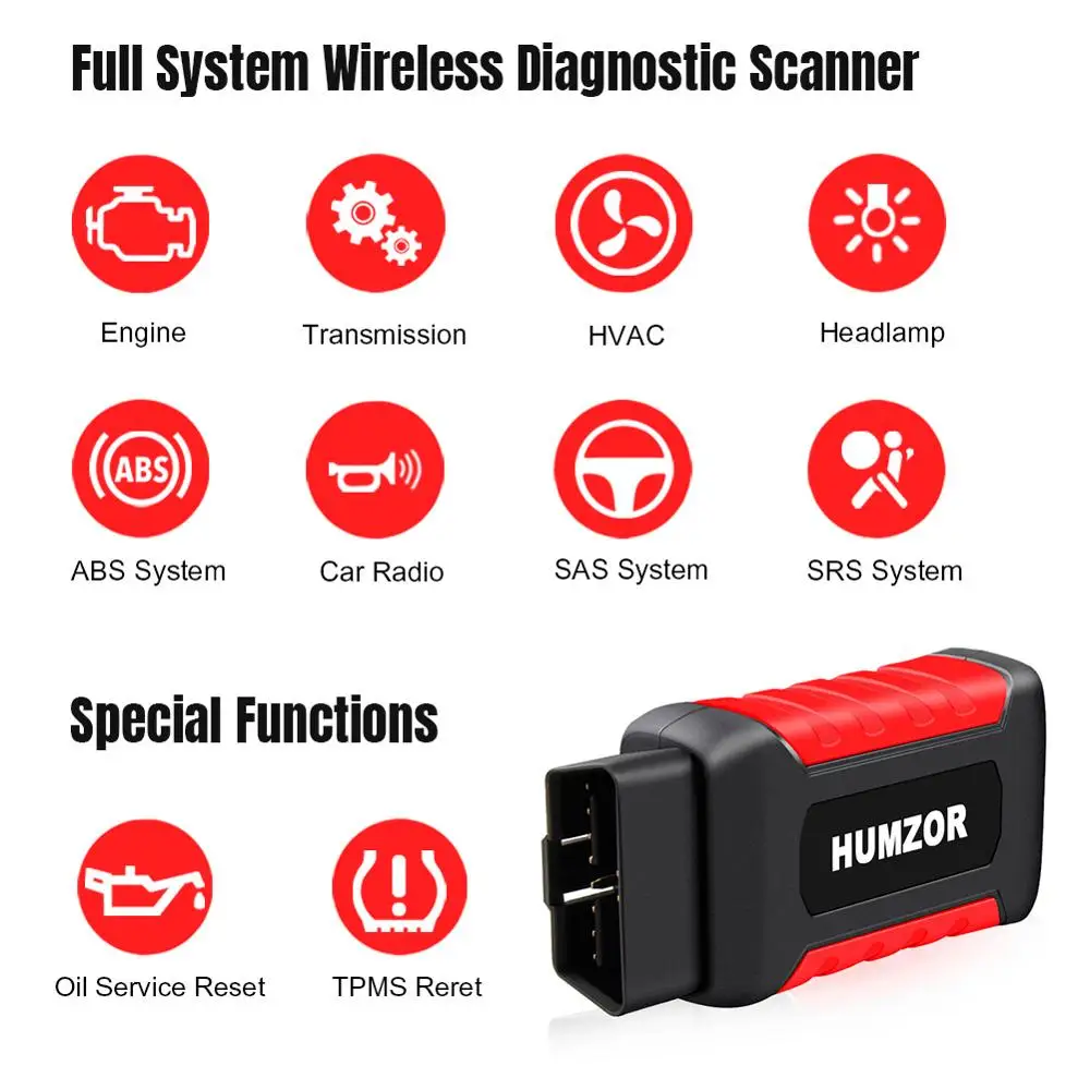 Koop HUMZOR NEXZDAS ND201 Volledige Systemen Obd2 Scanner Code Reader OBD 2 Diagnostic Tool Olie EPB TPMS Reset Tool Auto Diagnostische scanner