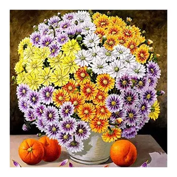 

Still life orange & zinnia flower vase Diamond Painting Round Full Drill Nouveaute DIY Mosaic Embroidery 5D Cross Stitch gifts