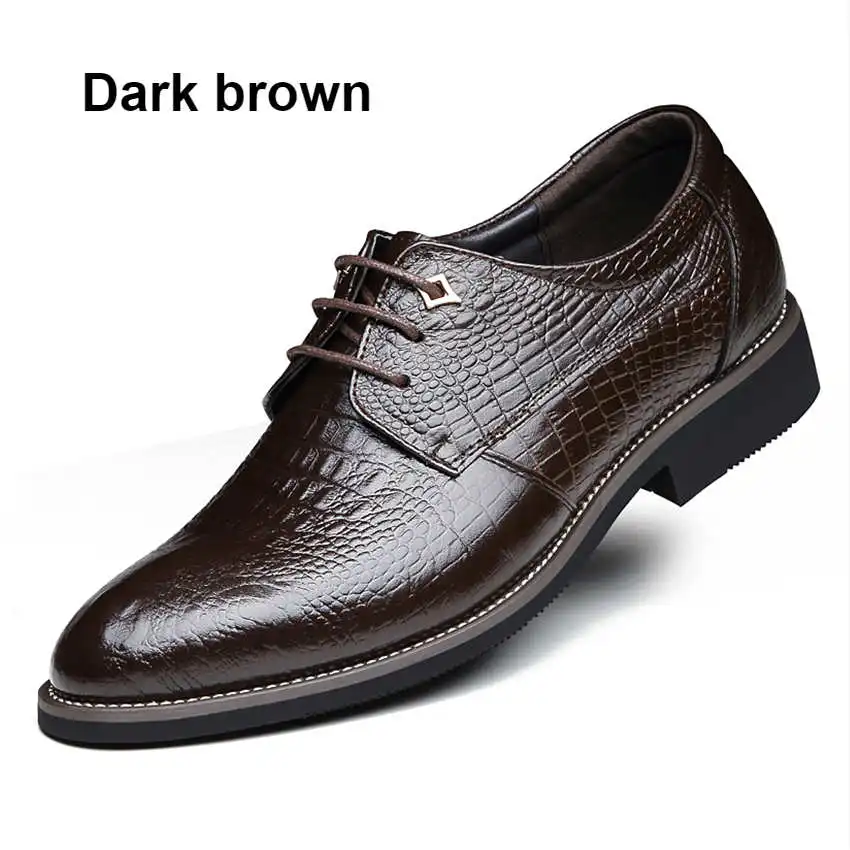 Dark brown BIMUDUIYU; классические деловые туфли в британском стиле; мужские туфли из натуральной крокодиловой кожи; модные модельные туфли ручной работы; оксфорды - Цвет: Dark brown