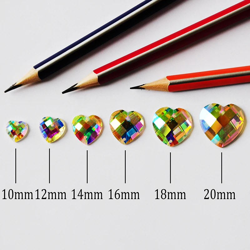 

CTPA3bI 2201TH Strass 10-20mm AB Glass Rhinestones Heart Shiny Sew On Crystal Stones Decoration For Crafts Clothes Needlework