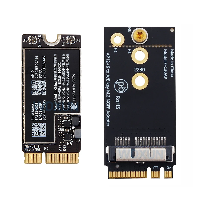 Ngff M.2 Một/E Chìa Khóa Adapter Dành Cho 12 + 6 Pin Không Dây Module Bcm94360cs2 Bcm943224pciebt2 Wifi Thẻ Hackintosh Macos wifi card for pc