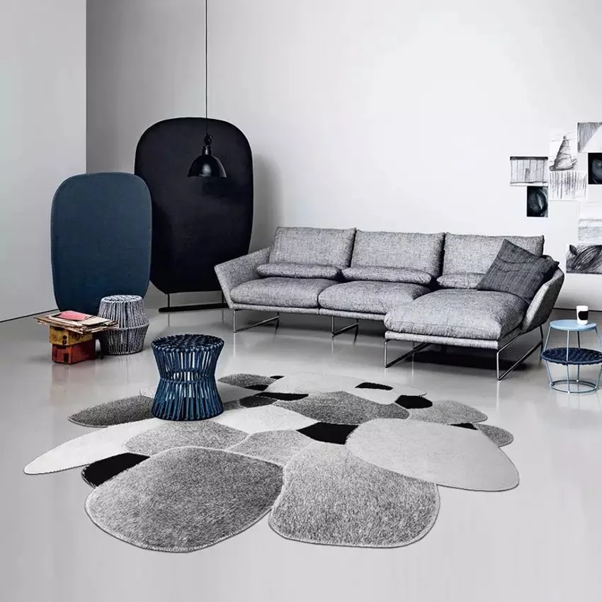 Modern Grey Cowhide Rug Natural Cow Hide Fur Carpets Real Skin Handmade