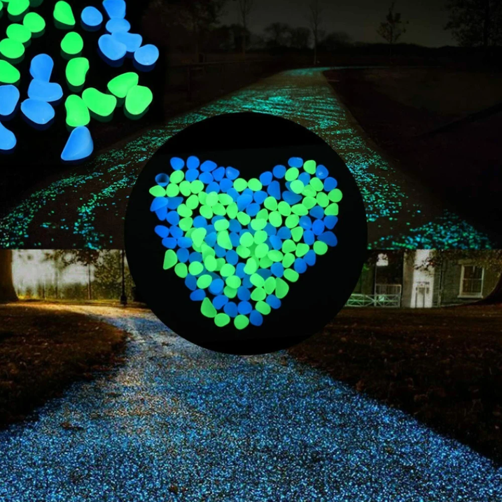 Garden Decor Pebbles Glow Stones Glow in the Dark Rocks for Walkways Garden Path Patio Lawn Yard Luminous Stone 25pcs