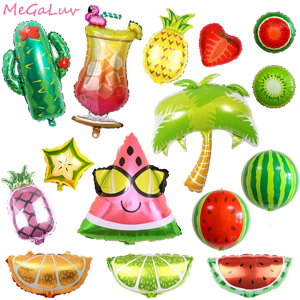 

Hawaiian Party Balloons Tropical Fruits Pineapple Watermelon Foil Balloon Flamingo Bunting Banner Summer Hawaii Party Decoration