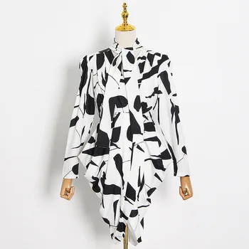 

HIGH QUALITY Newest Fashion 2020 Runway Dress Women's V-Neck Long sleeve Asymmetrical Floral Print Ruffles dress