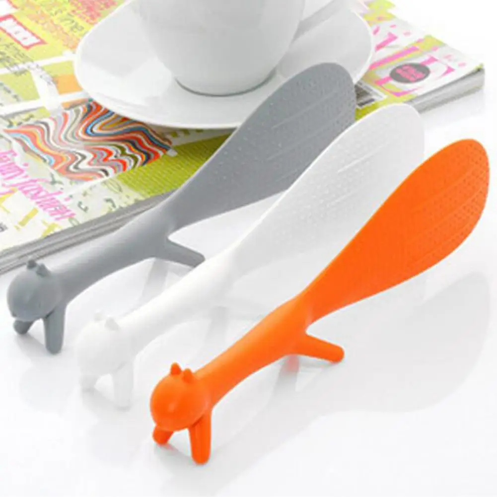 

DishyKooker 1PC Cute Squirrel Shaped Non Stick Standing Rice Spoon