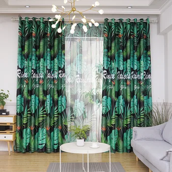 

Modern Simple Nordic Wind Tropical Rainforest Shading Curtains for Living Dining Room Bedroom.