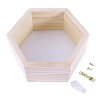 

Wall-mounted Hexagonal Solid Wood Rack for the Decoration of Children's Clothing Store or Children's Room(Small-sized White)