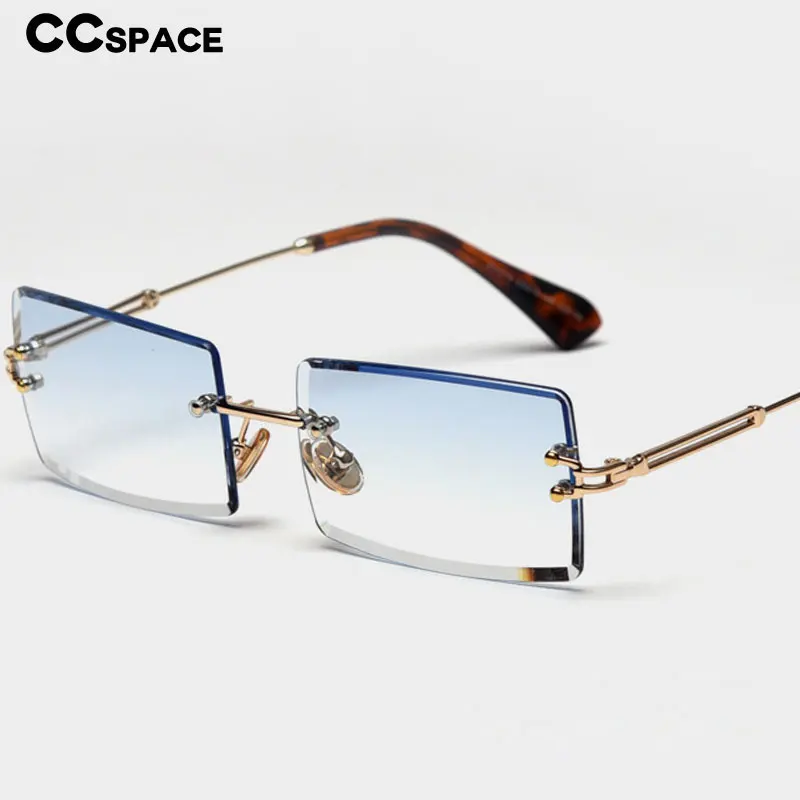 47157 Small Rectangular Frameless Trimming Fashion Street Shooting Sunglasses UV400