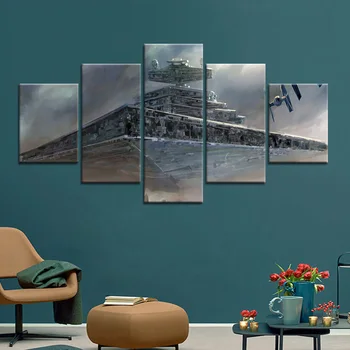 

ArtSailing Wall pictures 5 piece HD print canvas painting art movie poster Star wars Home decoration dropshipping with framed