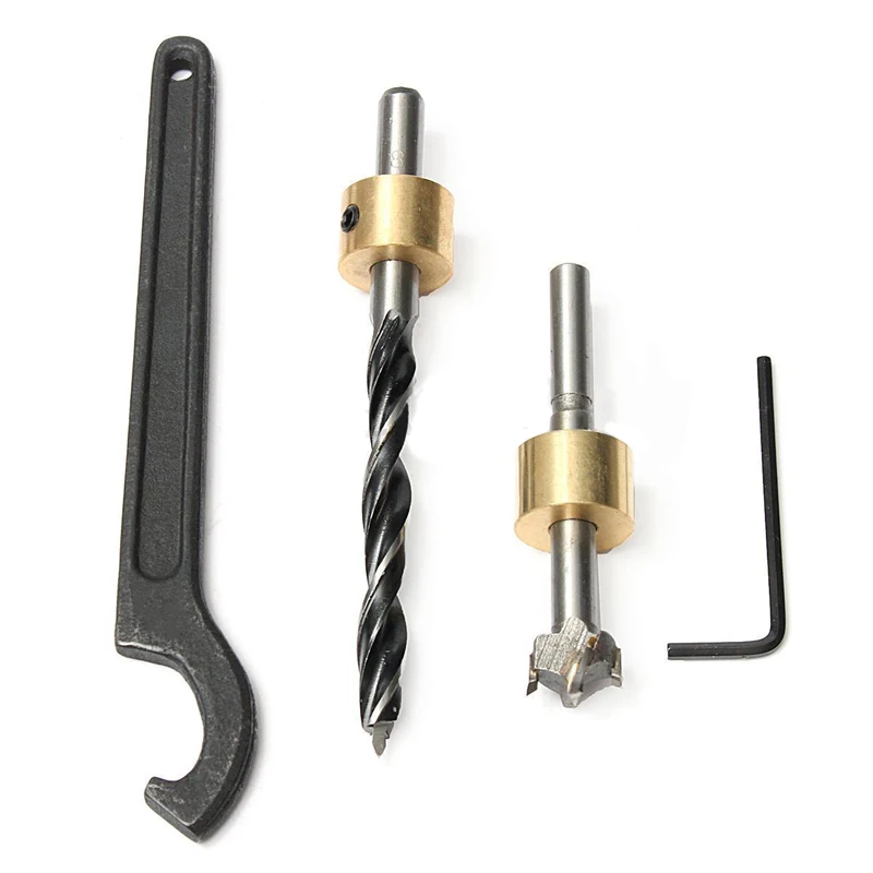 DWZ Black Woodworking Hole Locator Punch Positioner Jig Kit + Step Drilling Bit Wood Tool