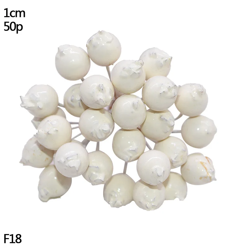 F18-50pcs white Белый гибридный цветок вишня тычинки ягоды ручной работы искусственный цветок DIY ВЕНОК для украшения торта/ремесла/нейлон цветок DIY подарок - Цвет: F18-50pcs white