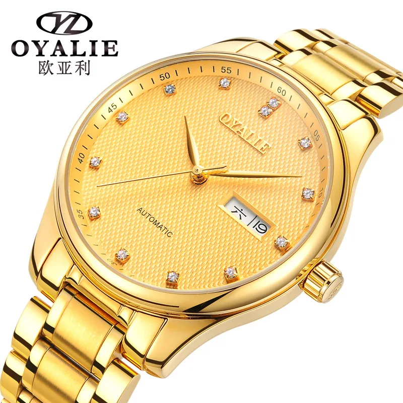 

OYALIE Genuine Product-Fully Automatic Analog Watch Fashion Luxury Gold Color MEN'S Watch Men's