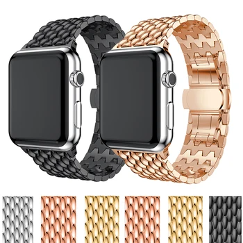 

Stainless Steel Butterfly Buckle Watchband for Apple Watch Band 44MM 42MM 40MM 38MM for Apple iWatch 5 Strap Waterdrop Bracelet