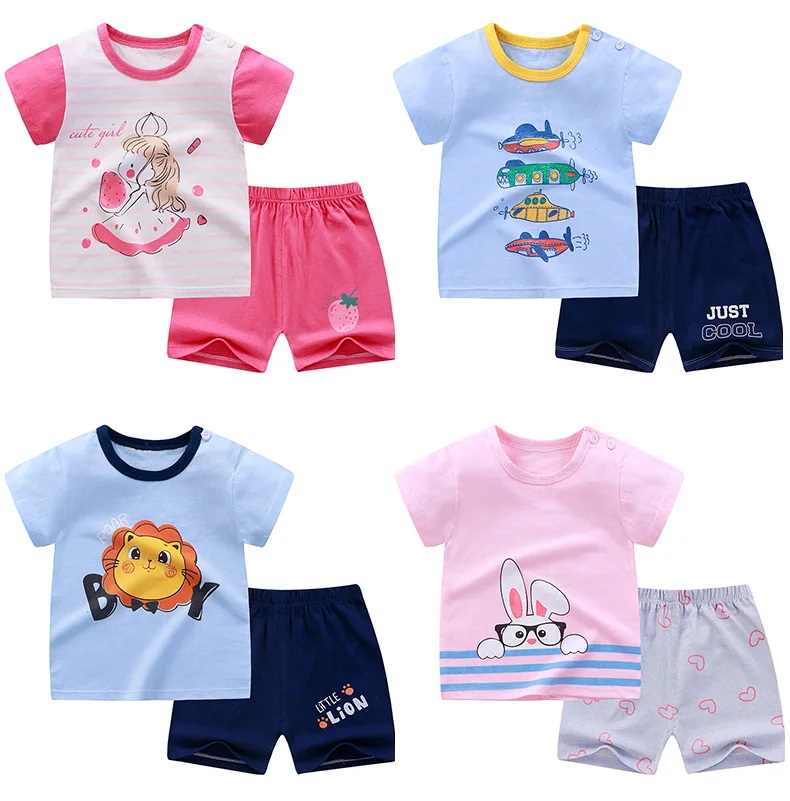 Clothing Set Baby Girl Clothes For Summer Short Sleeve T Shirts + Shorts Suit Cotton Kids Tracksuit Outfit Toddler Girl Pajamas Baby Clothing Set for girl