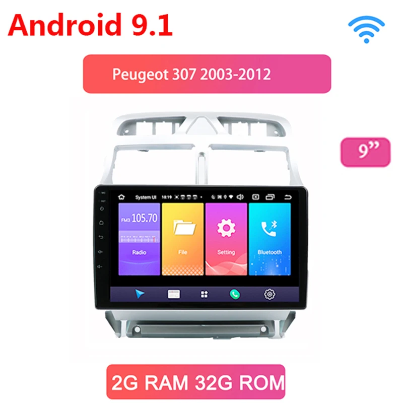 9 &quot2G + 32G Android 1 для Peugeot 307 2002 2008 2013 мультимедийный видео плеер навигация GPS 2 din dvd