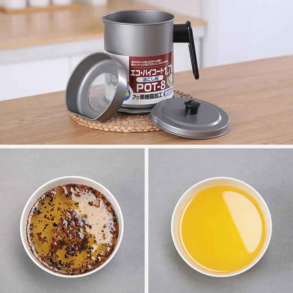 Stainless Steel Kitchen Oil Filter Lard Tank Frying Filter Leak-Proof Oil Pot Home Multi-Function Kitchen Filter Pot