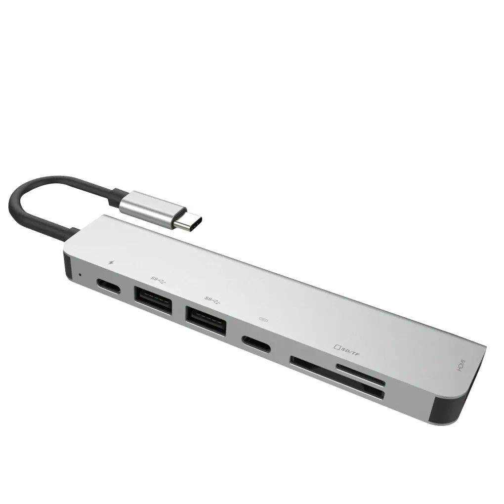 USB C слот для чтения SD и TF карт 7 в 1 док станция из алюминиевого сплава 4K HD 30 Гц