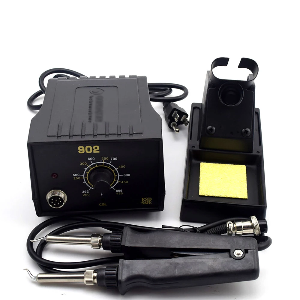 902 Double Soldering Iron Tweezer Handle Clip Heating Plier Soldering Station with Elbow Tip Electric Iron