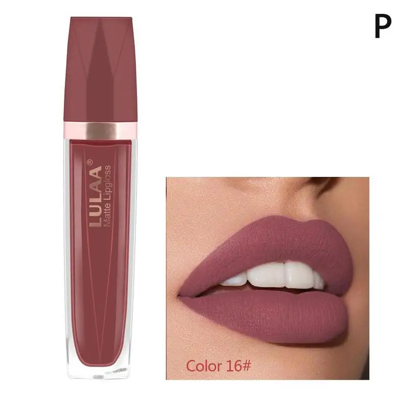 16 Matte Lipgloss Sexy Lip Gloss Matte Long Lasting Waterproof Cosmetic Beauty lipgloss Moisturizing Non-stick Cup Lip Makeup - Цвет: 16