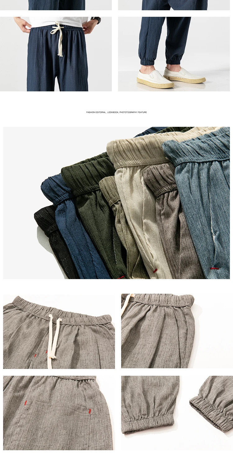 Japanese thin bloomers, linen pants, cotton and linen harem pants men  harajuku fashion  japanese fashion mens hip hop clothing