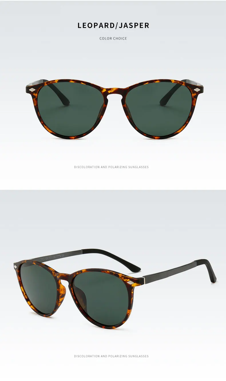 Reven Jate Men Women Classic Retro Rivet Polarized Sunglasses TR90 Legs Lighter Design Oval Frame UV400 Protection 9900