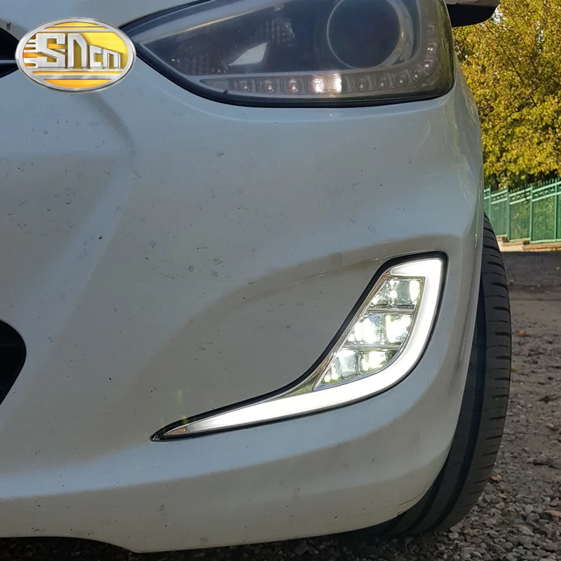 Для Hyundai Solaris Accent 2010 2011 2012 2013 отложным воротником желтый сигнал реле дневные