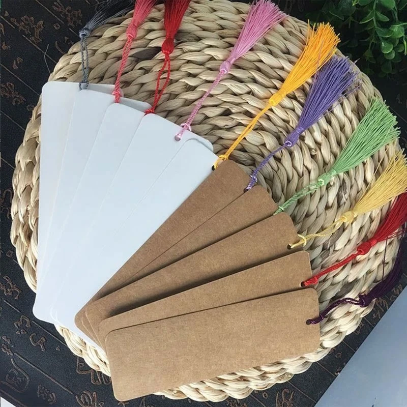 SYEYCW 60 stuks acryl blanco bladwijzers set, 30 stuks transparante bladwijzer met 30 stuks kleurrijke kwastjes, bladwijzer blanks met gat voor decoratie, voor doe-het-zelf bedankjes