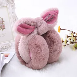 Elegant Rabbit Bowknot Winter Earmuffs For Women Warm Earmuffs Ear Warmers Gifts For Girls Cover Ears Fashion TWE003-peach