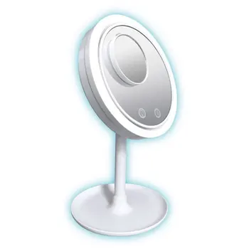 

3in1 Professional 7.9 Inch Lighted Makeup Mirror 5X Magnifying Vanity Mirror with LED Lights and Fan Head Adjustable TK-ing
