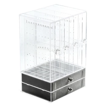 

Jewelry Display Hanging Earring Necklace Chain Ring Hanger Holder Rack with Velvet Drawers for Storage Jewelry Organizer 4 Doors