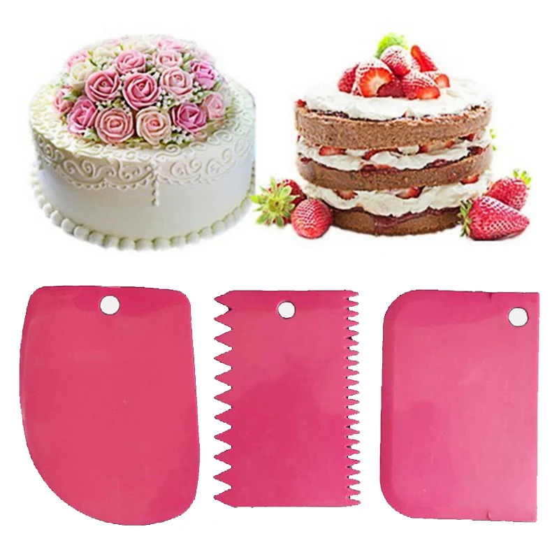

3PCs/Set Pastry Dough Cutter Cake Bread Slicer Baking Pasty Tools Scraper Cake Blade Silicone Spatula For Cake Patisserie