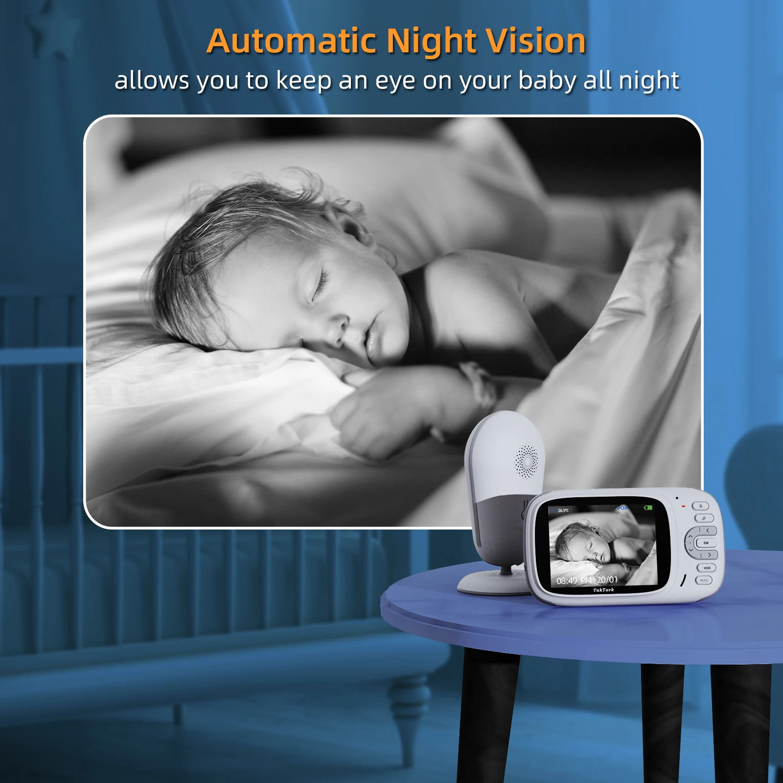 MoonMini BabyPhone 120° - Moniteur 3.2 LCD - Contrôle température