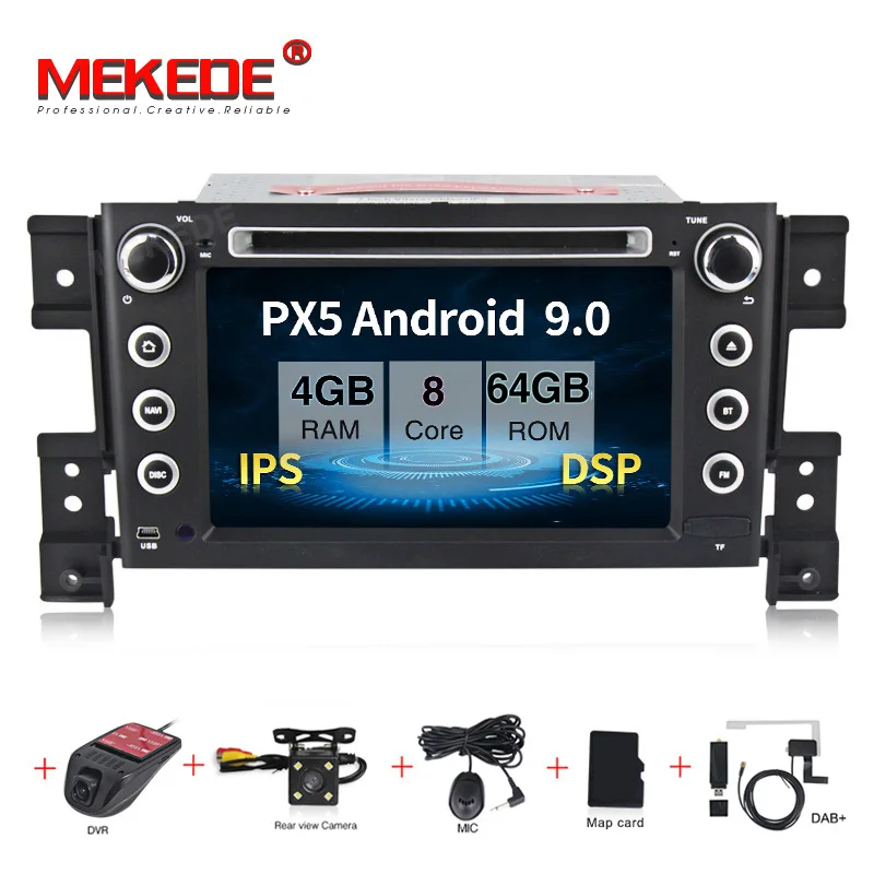 Best 2 din android 9.0 4+64G car DVD player for Suzuki grand vitara multimedia car radio stereo gps with steering wheel camera 0