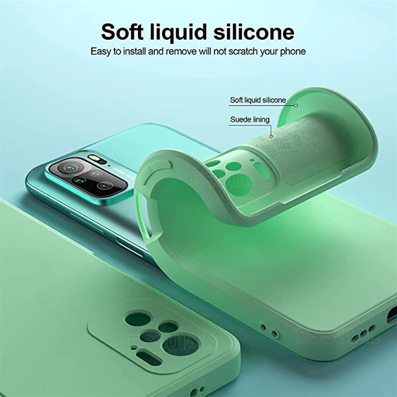 Funda Square Phone Case for Xiaomi Redmi Note 10 Pro Max 10S 10T Original Funda Note10 S T 4G 5G Liquid Silicone Soft Back Cover