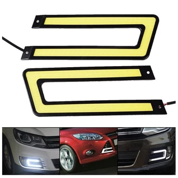 

2Pcs 6500K U Shape White COB Car LED Daytime Running Lights Waterproof High-power Auto Car DRL COB Daytime Running Lights