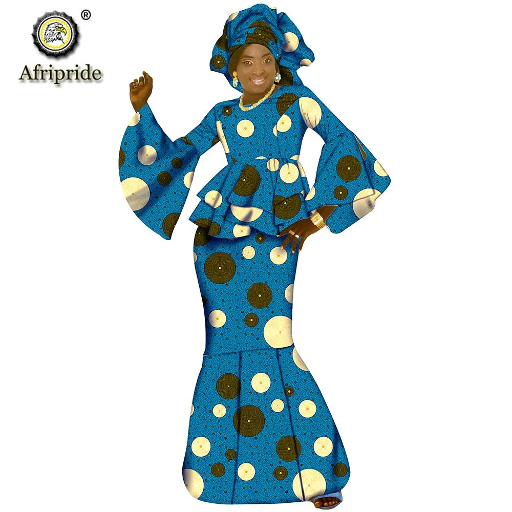 Традиционная африканская одежда для женщин рубашки-Дашики+ макси юбки+ Племенной головной убор Головные уборы винтажная одежда AFRIPRIDE S1926028