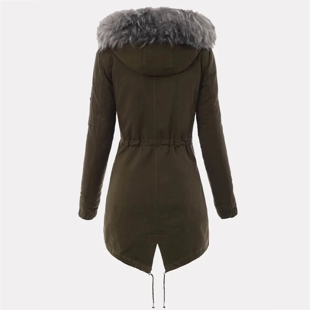 Женская Повседневная парка с капюшоном из искусственного меха, верхняя одежда, пальто из флиса, Толстая теплая зимняя куртка, пальто черного цвета большого размера плюс 3xl, женские пуховики