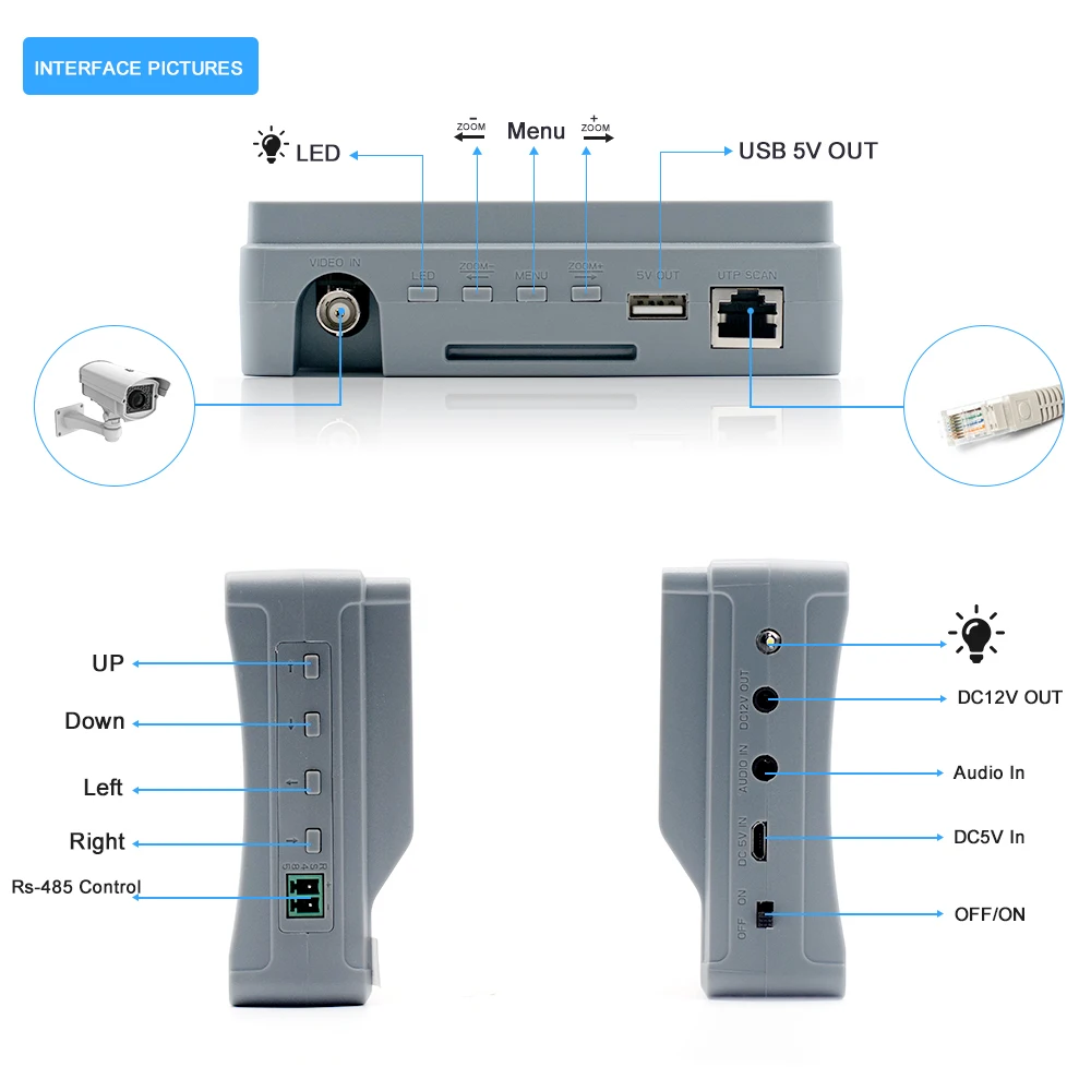 5 дюймов 5MP CCTV камера тестер AHD Тестер монитор TVI CVI CVBS портативный тестер системы видеонаблюдения монитор Поддержка UTP PTZ тестер камера s