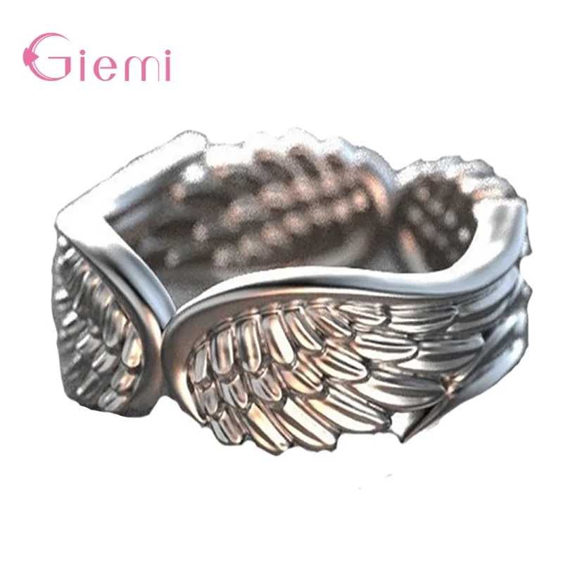 

Creative Wings Opening Ring Antique Silver Color Vintage Party Punk Female Finger Jewelry Ring Anniversary Women Gift